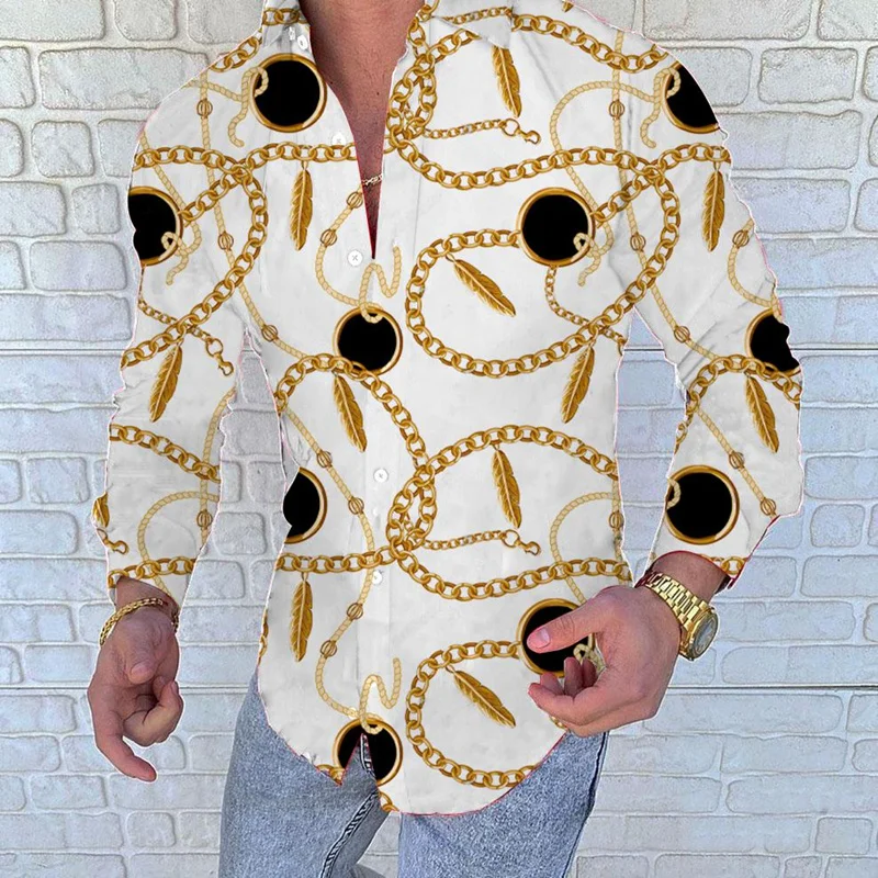 Fashion Punk Style Men's Silk Satin Black White stripe printing Shirts Male Slim Fit Long Sleeve Flower Casual Party Shirt Tops