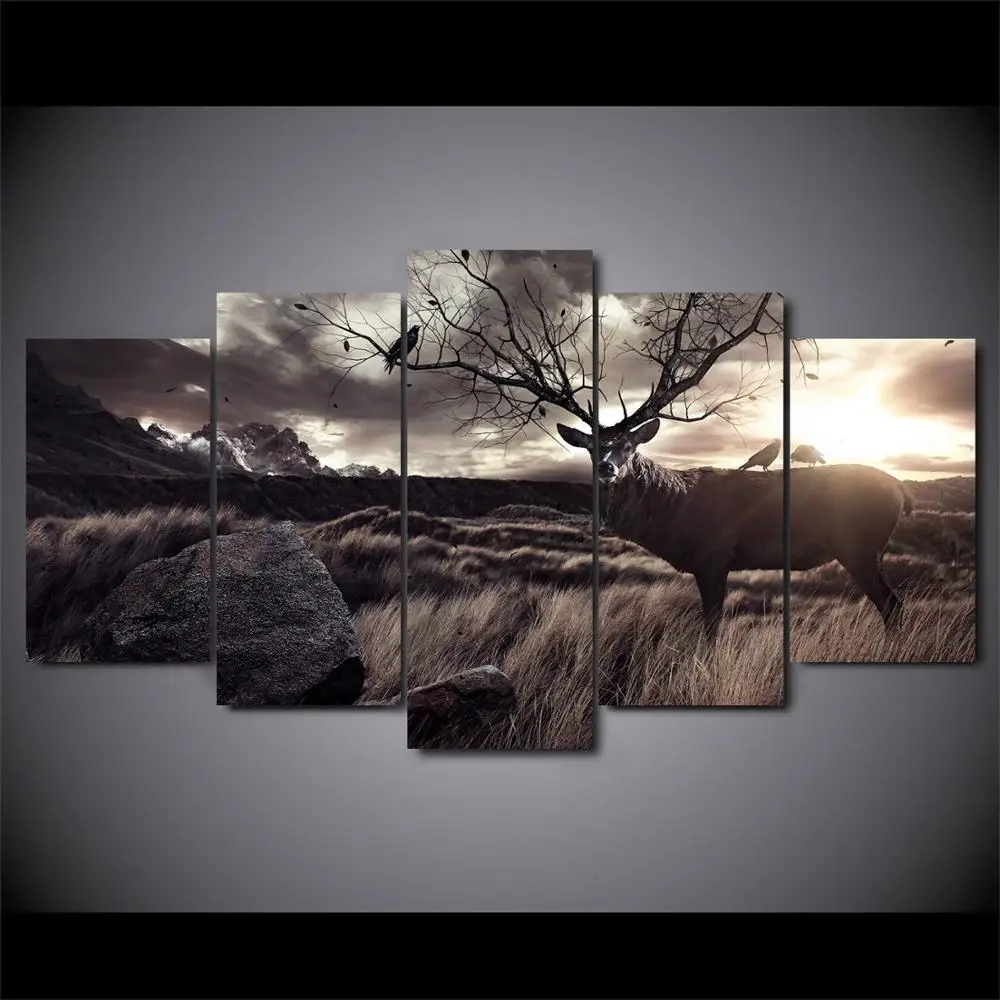

Drop shipping 5 Panel Wall Art Pictures Canvas Painting abstract canvas poster painting decoration for living room LW365