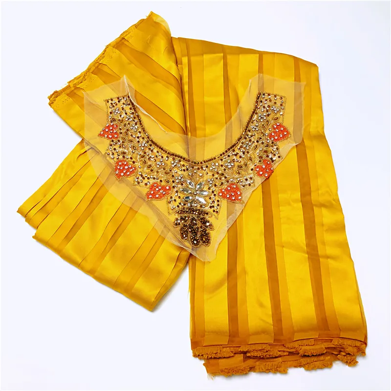 

African Organza Lace Fabric Soft Organza Material match Collar For Garment with Diamond-filled Necklace LC30