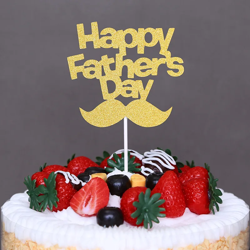

5pcs Cake Decoration Gold Slive Bread Happy Father`s Day Cake Topper for Super Dad Father`s Day Cake Topper Birthday Cake Supply