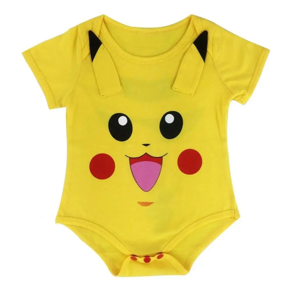 Желтый Милый Пикачу Детский костюм на Хэллоуин с капюшоном и ушками хлопковая