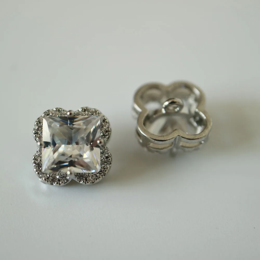 Квадратные хрустальные пуговицы 5 шт./лот с фианитом для пальто декоративные