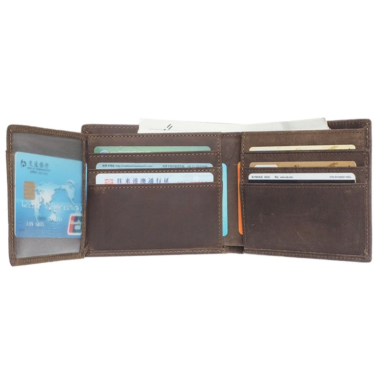 

Vintage Handmade Men Genuine Leather Wallets Large Bifold with RFID Blocking
