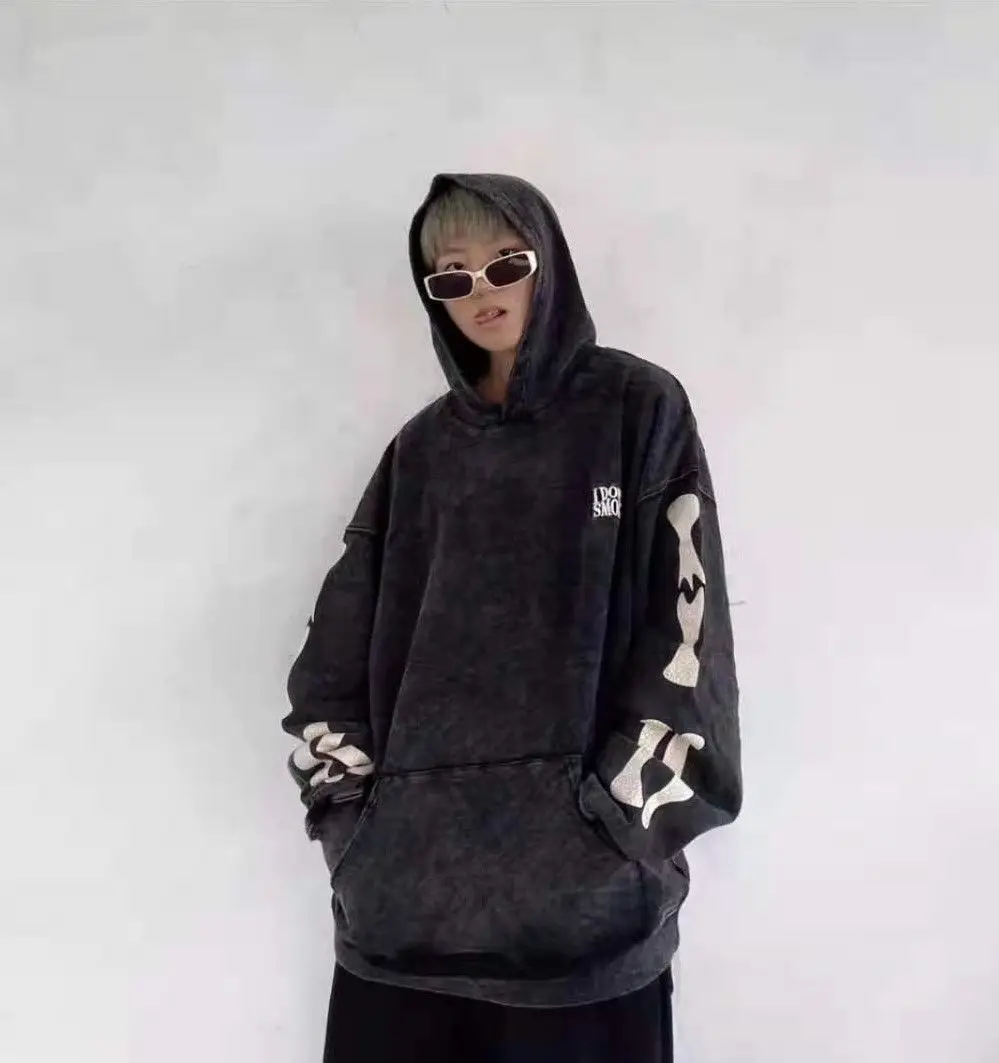 

2021 Autumn Tide Brand Washed Print Loose Hoodie Hoodie Men and Women Couple Hoodie plus size hoodies harajuku hoodie gothic