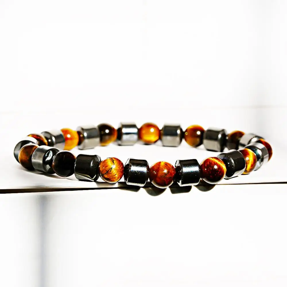 Браслеты из гематита и Тигрового Глаза для женщин цилиндрический гематит