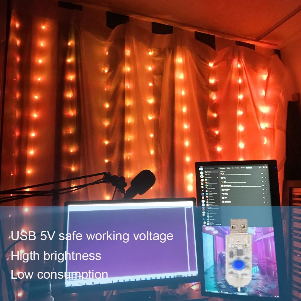 3 м светодиодный занавес светильник USB RGB полный Цвет гирлянды светодиодные