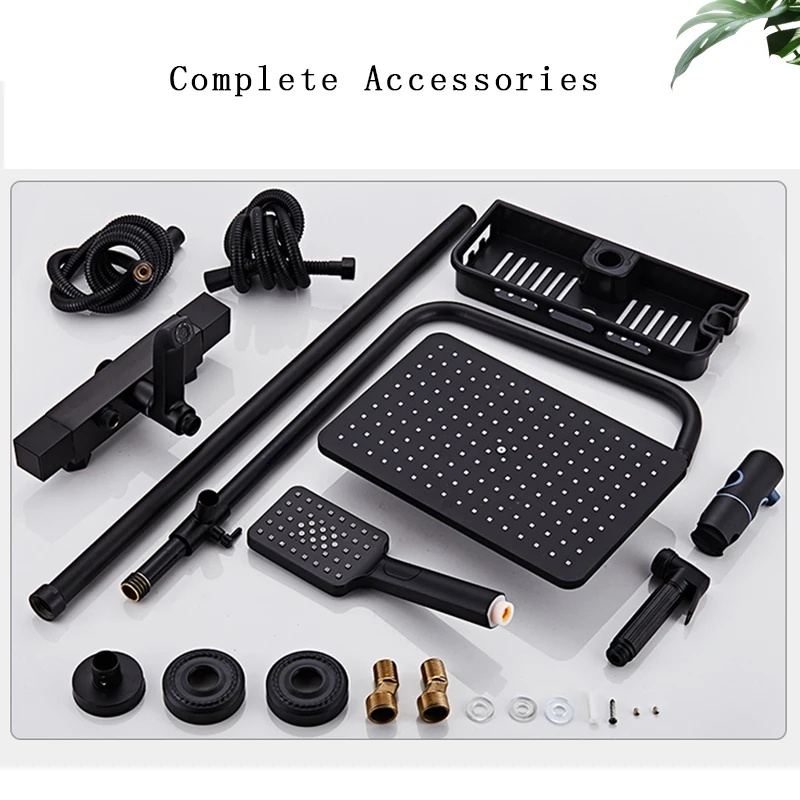 Черный Термостатический смеситель для душа кран и ванны дождевой душевой набор с