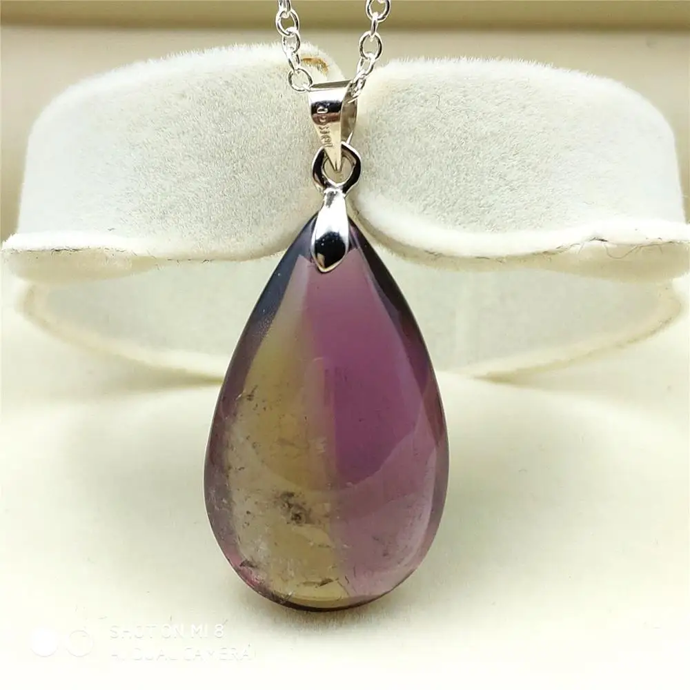 Топ Природный Аметрин Кварц фиолетовый желтый драгоценный камень женский кулон