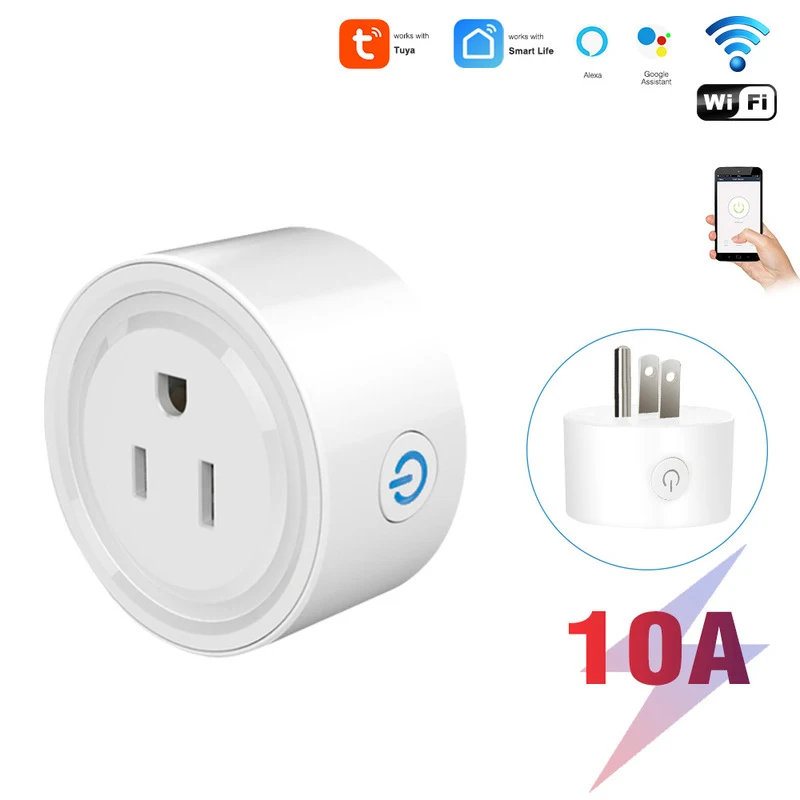 

Tuya WiFi Smart Socker US Remote Voice Control 10A Intelligent Pin Connector Plug Electricity Statistics Timing Countdown Alexa