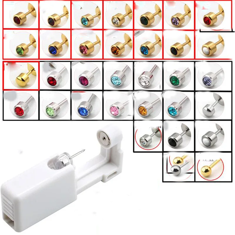 Пирсинг в нос пистолет инструмент серьги звезда одноразовые без боли безопасный