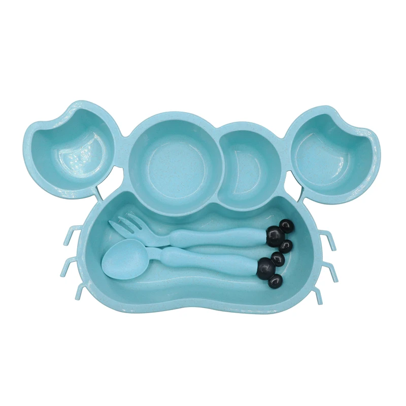 Набор столовой посуды для кормления детей мультяшный Краб из пшеничной соломы