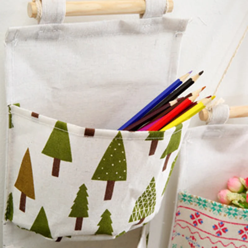 Wall Mounted Storage Bag with 3 Pockets Linen Fabric Waterproof Door Closet Hanging Organizer for Bedroom Bathroom | Дом и сад