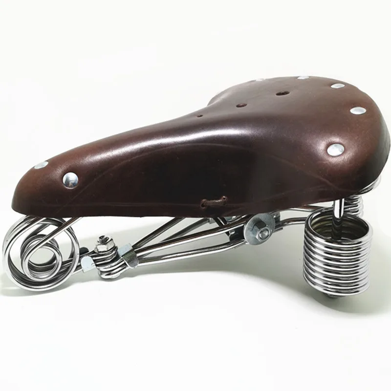 

Traditional Old Style Riveting Cow Leather Saddle Bike Standard MTB Road Vintage Bicycle Cycling Accessories Seat Cushion