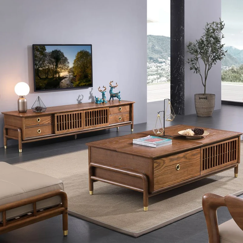 

Шкаф для телевизора в скандинавском стиле, простой современный домашний чайный столик из ясеня и дерева, роскошный маленький дом