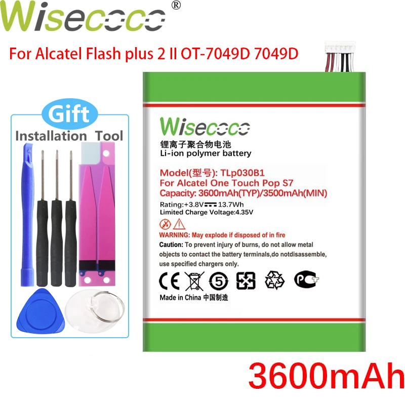 Батарея Wisecoco 3600 мАч TLp030B2 TLp030B1 для телефона Alcatel One Touch Pop S7 OT 7045 7045Y Vodafone + номер