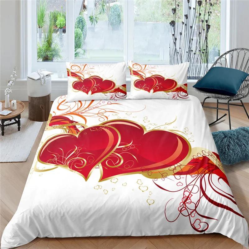 

Home Living Luxus Liebe Herzen Drucken 2/3Pcs Weiche Bettbezug-set Kissenbezug Königin und König Größe Kinder bettwäsche Set EU/