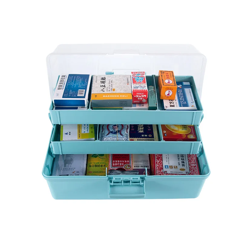

Multi-function Tools Organizer Box 3 Tiers Medical Storage Box Transparent Cover First Aid Kit Portable Emergency Medical Kit