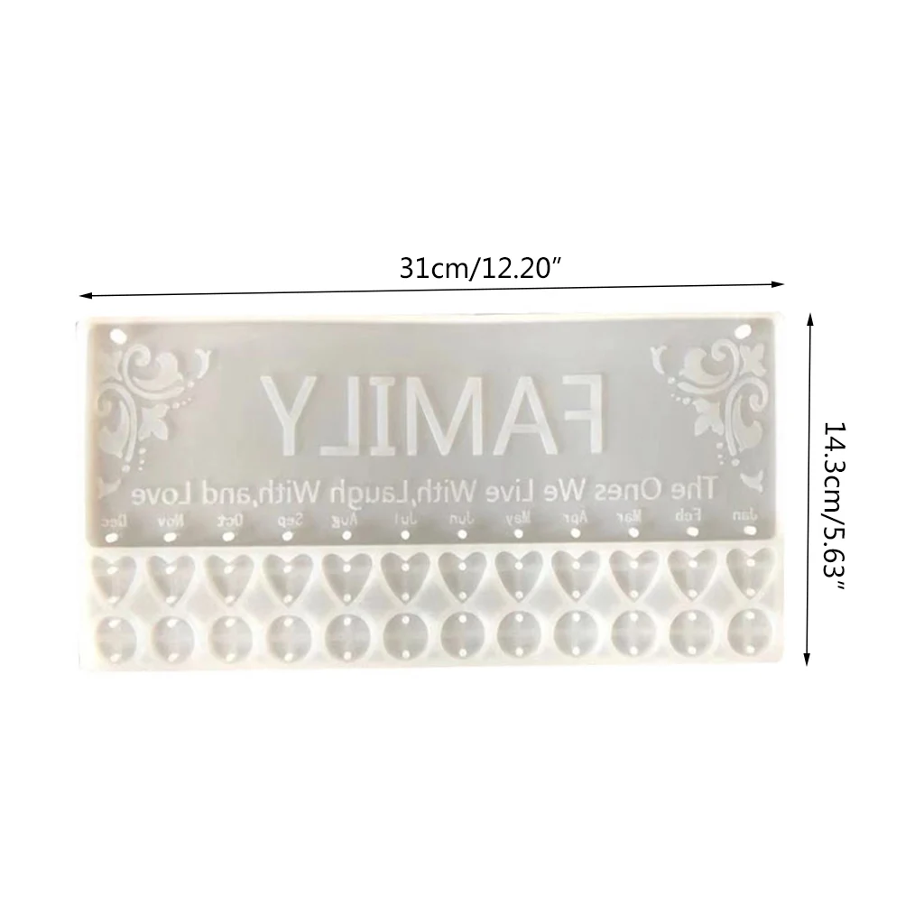 

Crystal Epoxy Resin Mold Love Heart Pendant Wall Calendar Listed Silicone Mould DIY Crafts Decorations Ornaments Tool