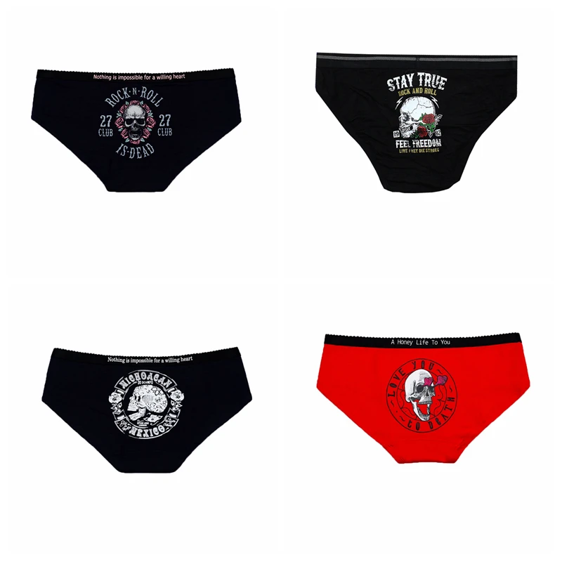 SP & CITY 4 шт. комплект нижнего белья из хлопка с принтом черепа на Хэллоуин женское