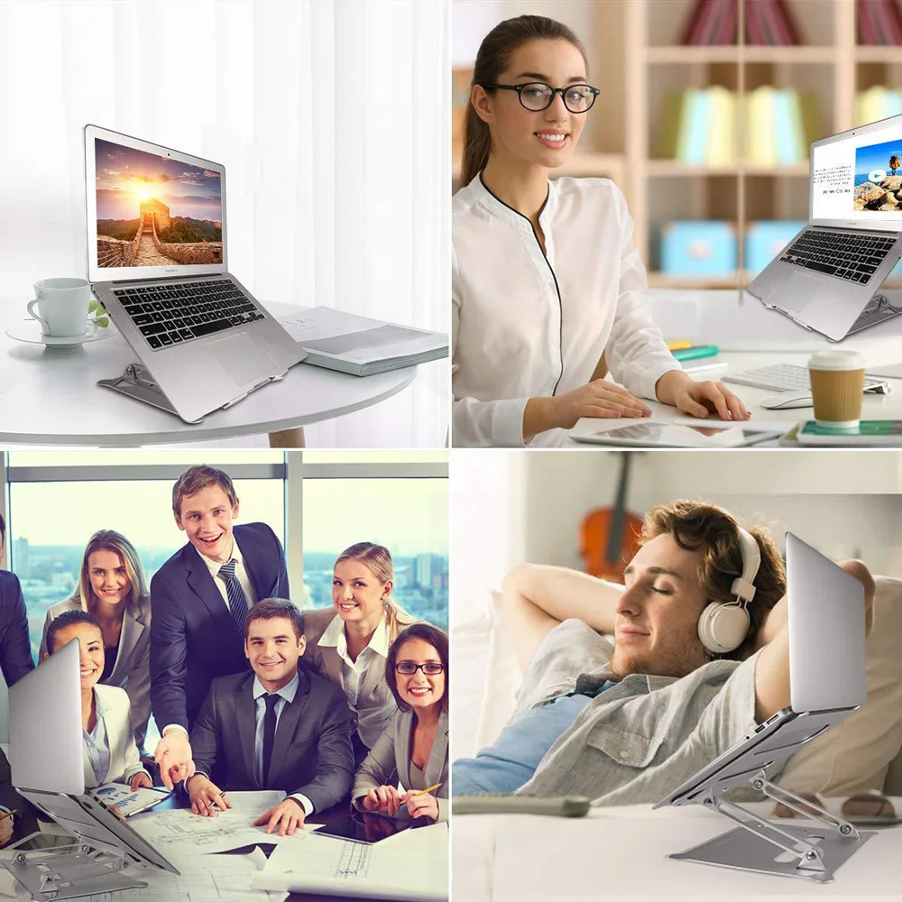 

Aluminum Alloy Adjustable Laptop Stand, Foldable, for Notebook, MacBook, Lift Cooling, Non-slip