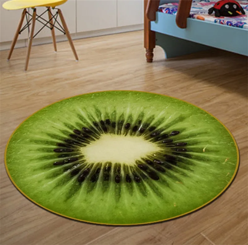 Cute Fruit Print Rug Fashion Home Decor Warmly Kids Sitting Carpet 3D Round Kitchen Door Soft Mat | Дом и сад