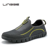 lingge summer men shoes casual breathable lightweight men casual shoes comfortable mesh sneakers water shoes big size 40 46