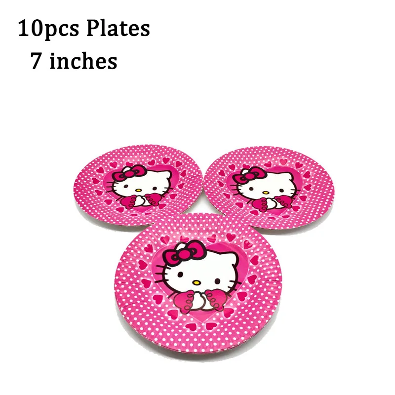 Одноразовая посуда с мультяшным рисунком Hello вечерние розовый кот украшения на