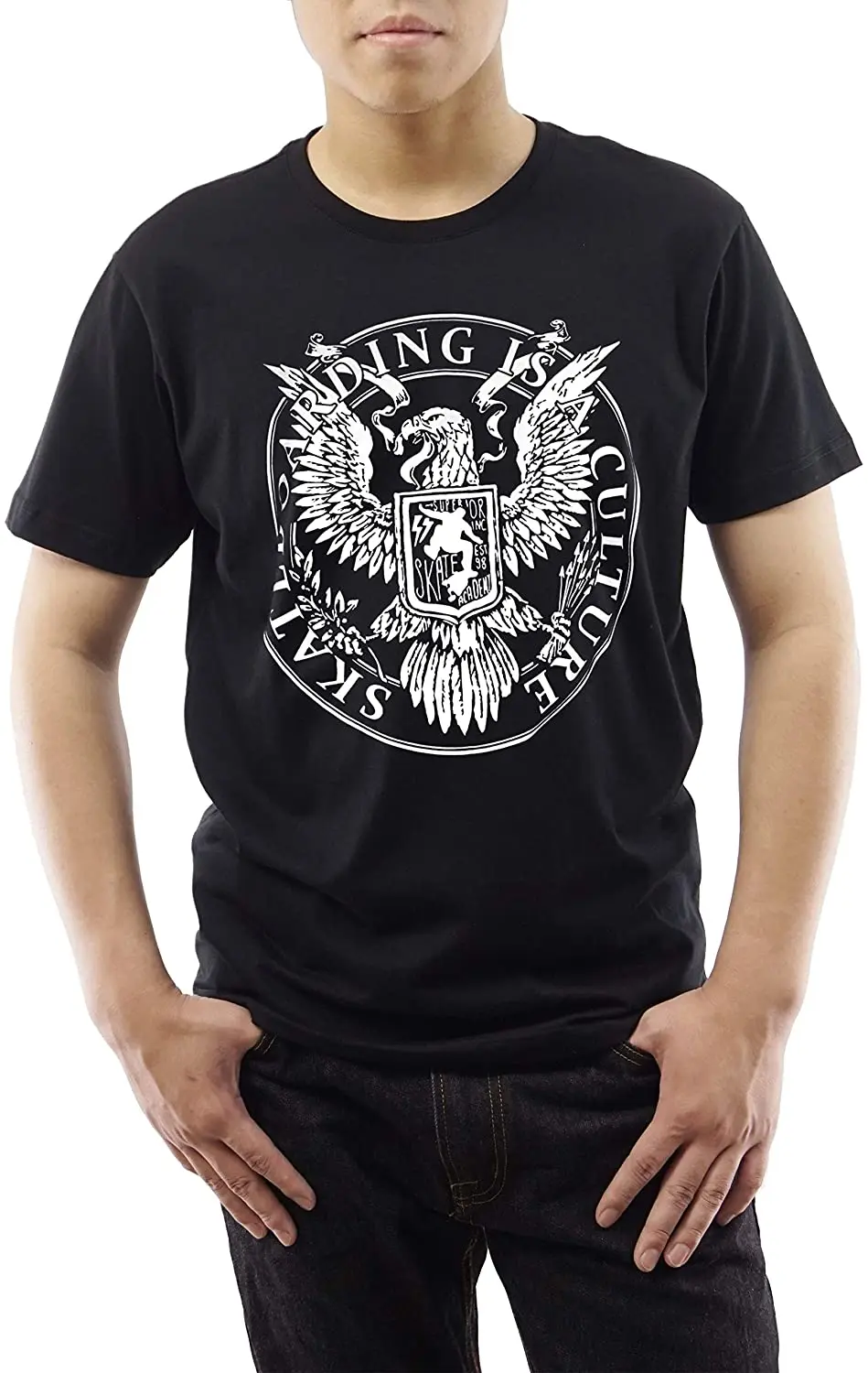 

Retro Design Skate Eagle Graphic T-Shirt. Summer Cotton Short Sleeve O-Neck Mens T Shirt New S-3XL