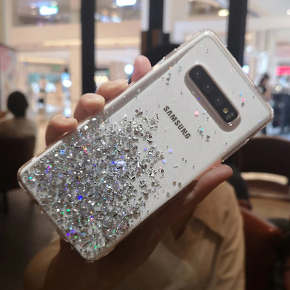 Glitter Star Clear Phone Cover Case For Samsung Galaxy S10 S9 S8 Plus Note 8 9 10 Pro Transparent Soft TPU Silicon Cases | Мобильные