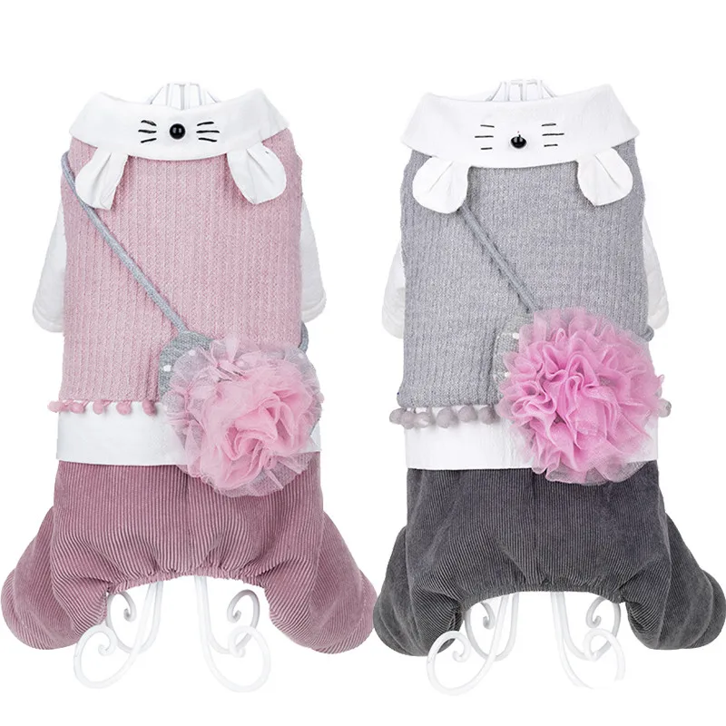 Теплая одежда для собак цветочное пальто чихуахуа бульдога щенка зимнее наряд