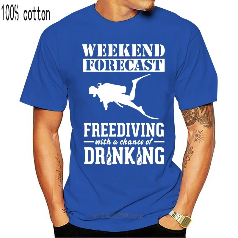 

New Men's Freediving Weekend Forecast & Drinking T-Shirt t shirt Character tee shirt O Neck homme Fit fashion Spring shirt