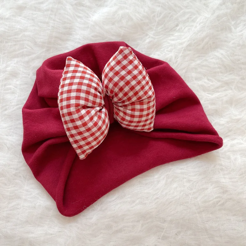 

Шапка-тюрбан для девочек 0-24 месяцев, хлопковая однотонная шапка с большим бантом, для новорожденных