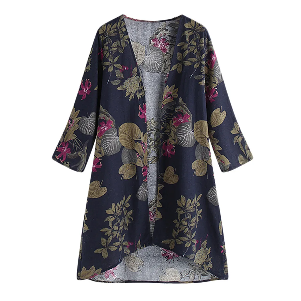Женская блузка кимоно с цветочным принтом и коротким рукавом|Блузки| |