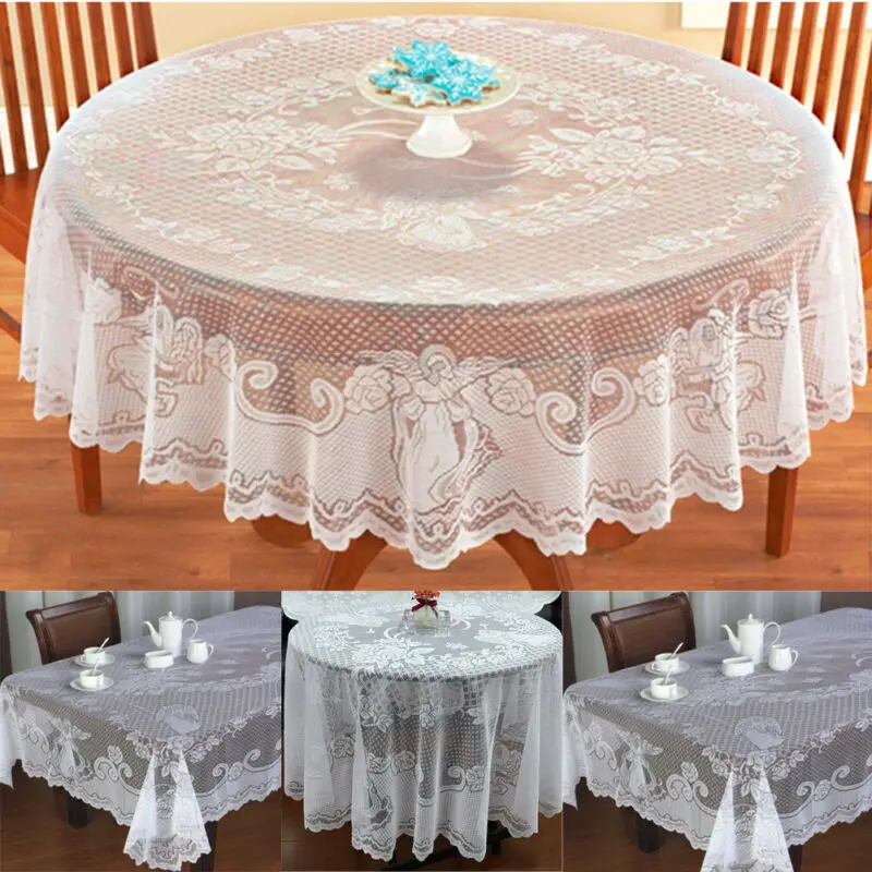 Винтажная Цветочная кружевная прямоугольная скатерть для стола Белая/экрю
