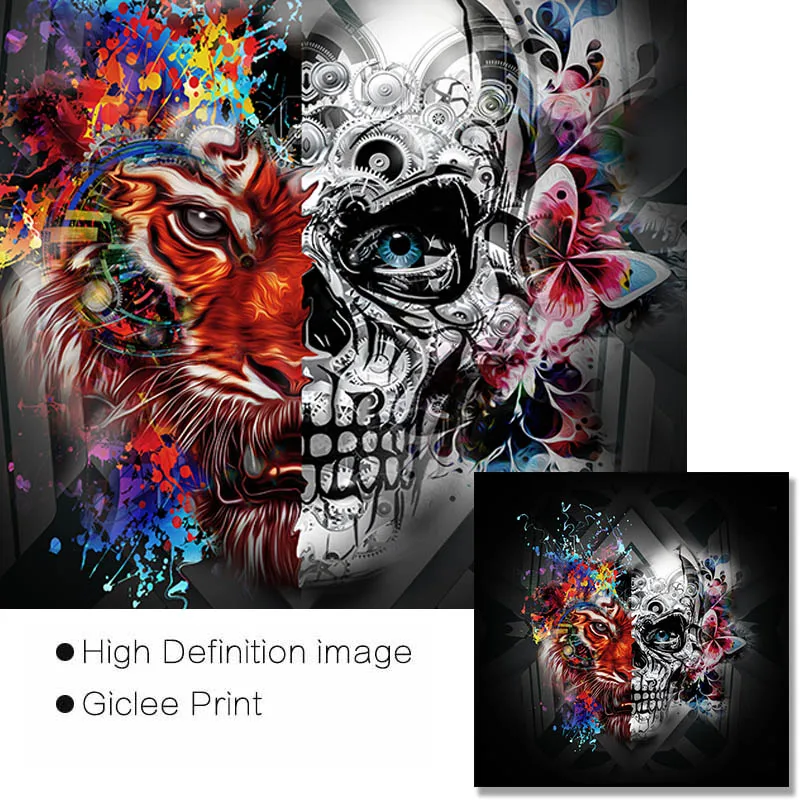 3-панельный ужасный череп с принтом на холсте постер Хэллоуин абстрактная