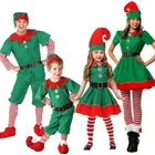 2019 женщин и мужчин, рождественские Санта Клаус костюм для детей и взрослых семейная изумрудно-зеленым, бело-серые маскарадные костюмы для вечеринки для мальчиков и для девочек карнавальные костюмы вечерние поставки