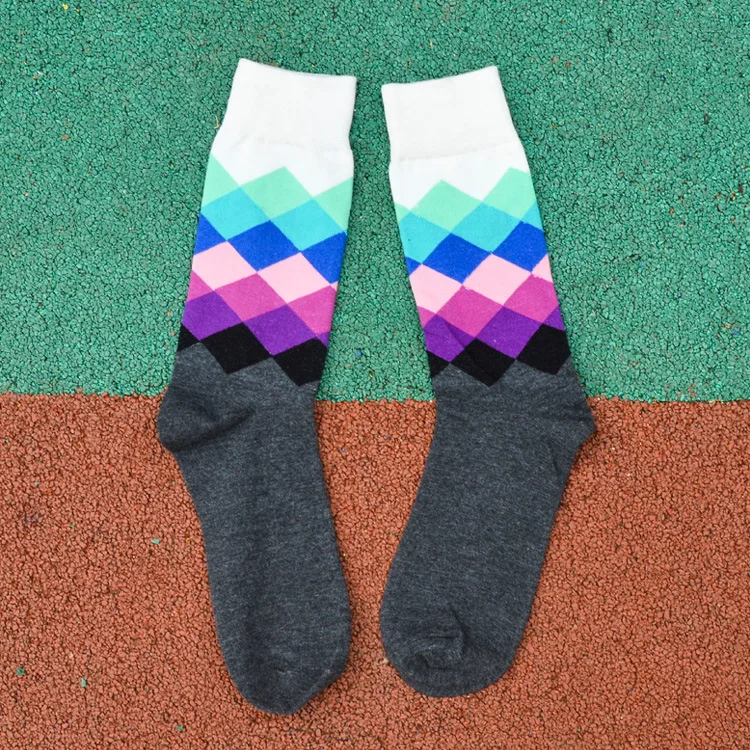 5 pairs Hot New happy socks style 3D colorful Square cotton for men women Gentleman men's sock big size EUR 37-46 | Мужская одежда