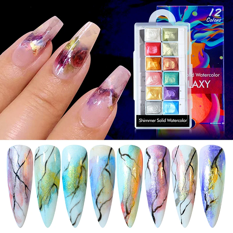 

New Nail Art Watercolor Solid Pearlescent Pigment Gold Powder Smudge Painting Special Set Nail Art DIY Decoration