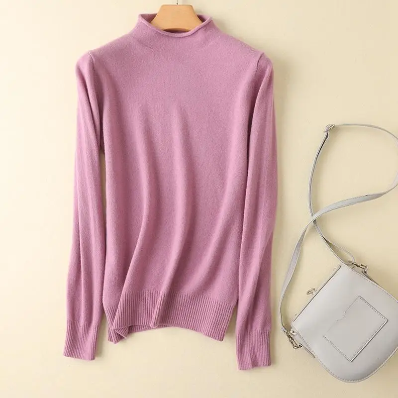light purple Осень Зима Новые свитера женские шерсть Вязание пуловеры 9 цветов мягкие высококачественные женские джемперы - Цвет: light purple