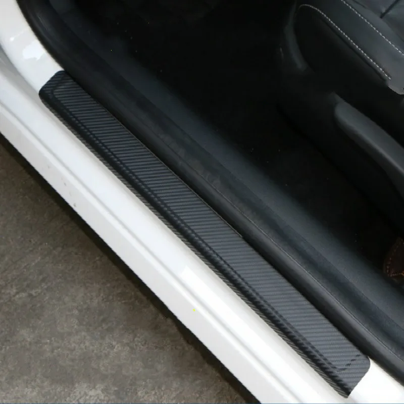 

Set Carbon Fiber Sill Scuff Anti Scratch Threshold Car Sticker Auto Car Styling 3D PU Stickers 60cmx2 40cmx2