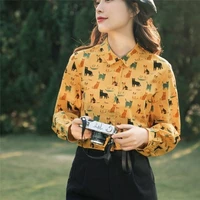 fashion france ladies shirts womens vintage blouses 2022 spring autumn long sleeve cute cat shirts female tops blusas mujer