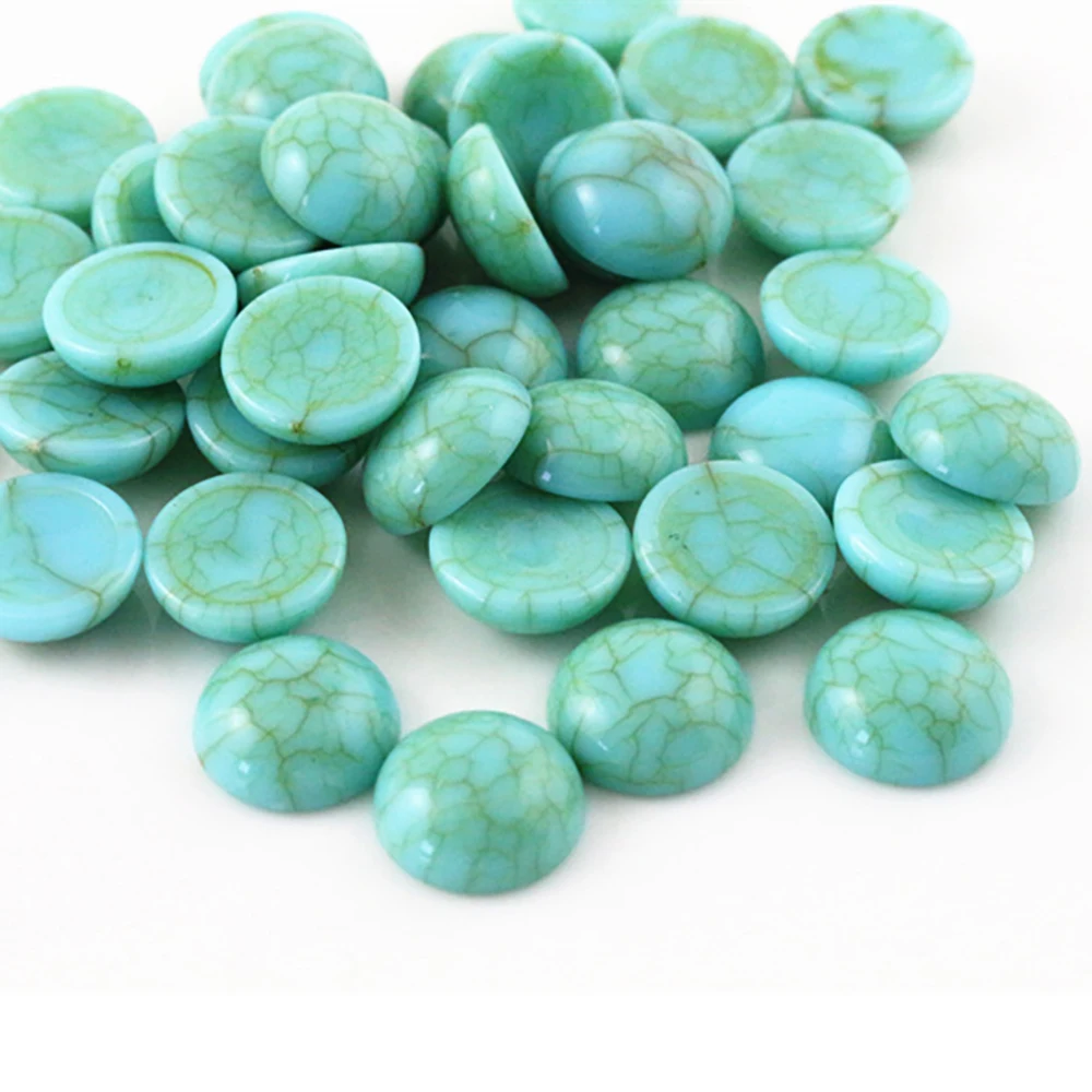 

New Fashion 40pcs 12mm Green Color Flat Back Resin Cabochons Cameo G7-34