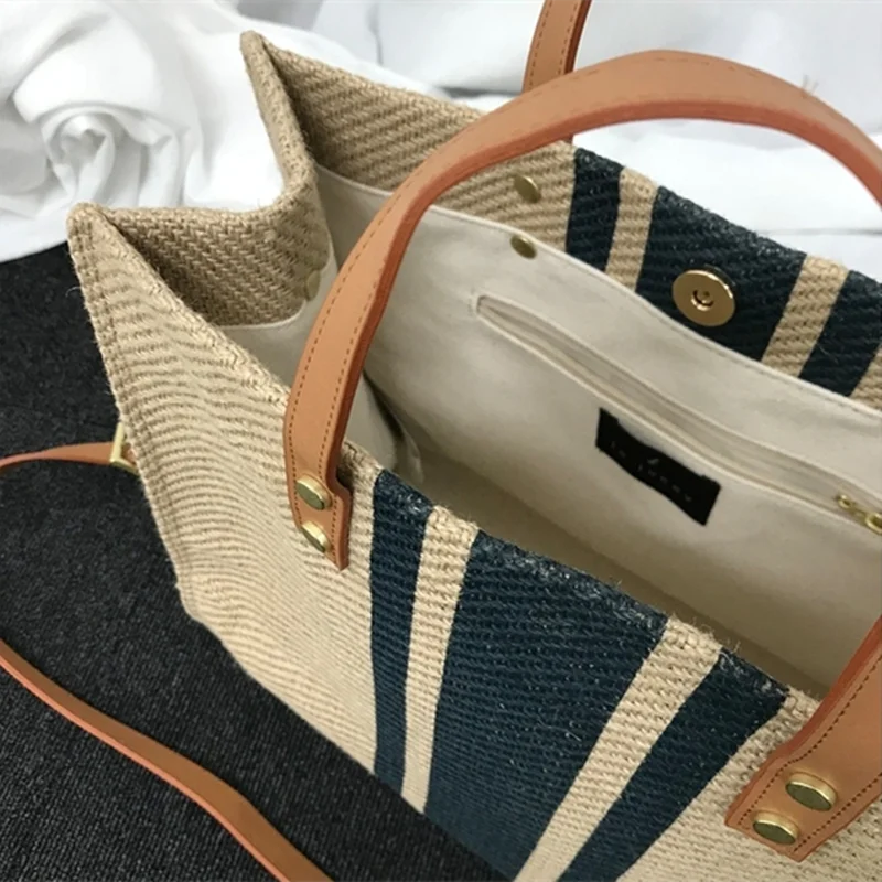 Женские сумки через плечо портативная деловая сумка на одно льняная полосатая