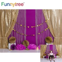 funnytree smash cake child photography background golden glitter curtain portrait backdrops for girls photographic photozone