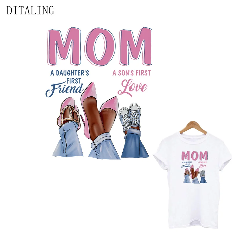 Нашивка для одежды футболка мамы дочки сына термонаклейка сделай сам на одежду