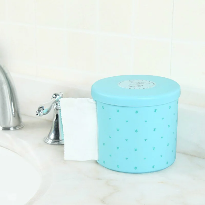 Home Napkin Holder Plastic Box Container Roll Paper Tissue Storage Case Wipes Dust Cover Roll Paper Towel Canister Dispenser