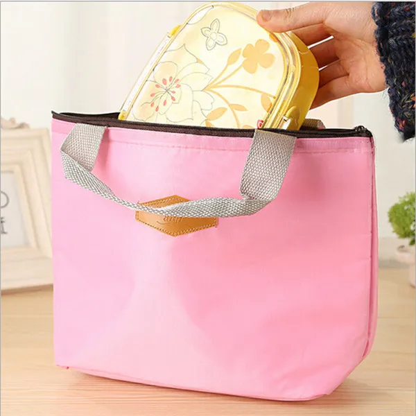 

Hot Insulated Tinfoil Aluminum Cooler Thermal Picnic Lunch Bag Fashion 4 Candy Solid Color Waterproof Travel Tote Box