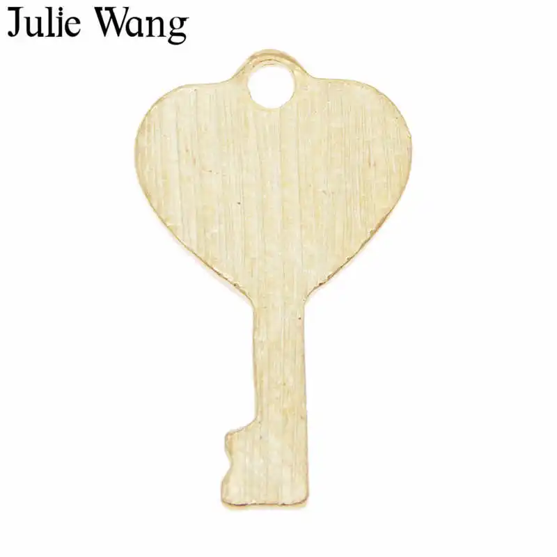 Julie Wang 10 шт. эмалированный розовый брелок в форме сердца подвески из сплава