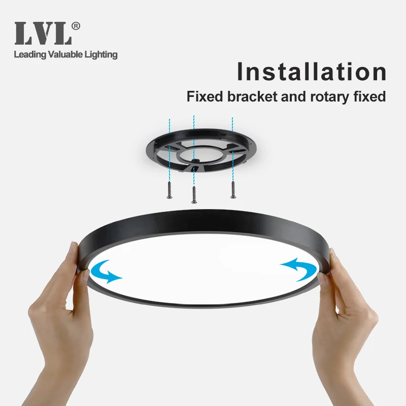 $12.16 LED Ceiling Light Black Shell 12W 18W 24W 32W 4000K Modern Surface Ceiling Lamp For Kitchen Bedroom Bathroom Lamps