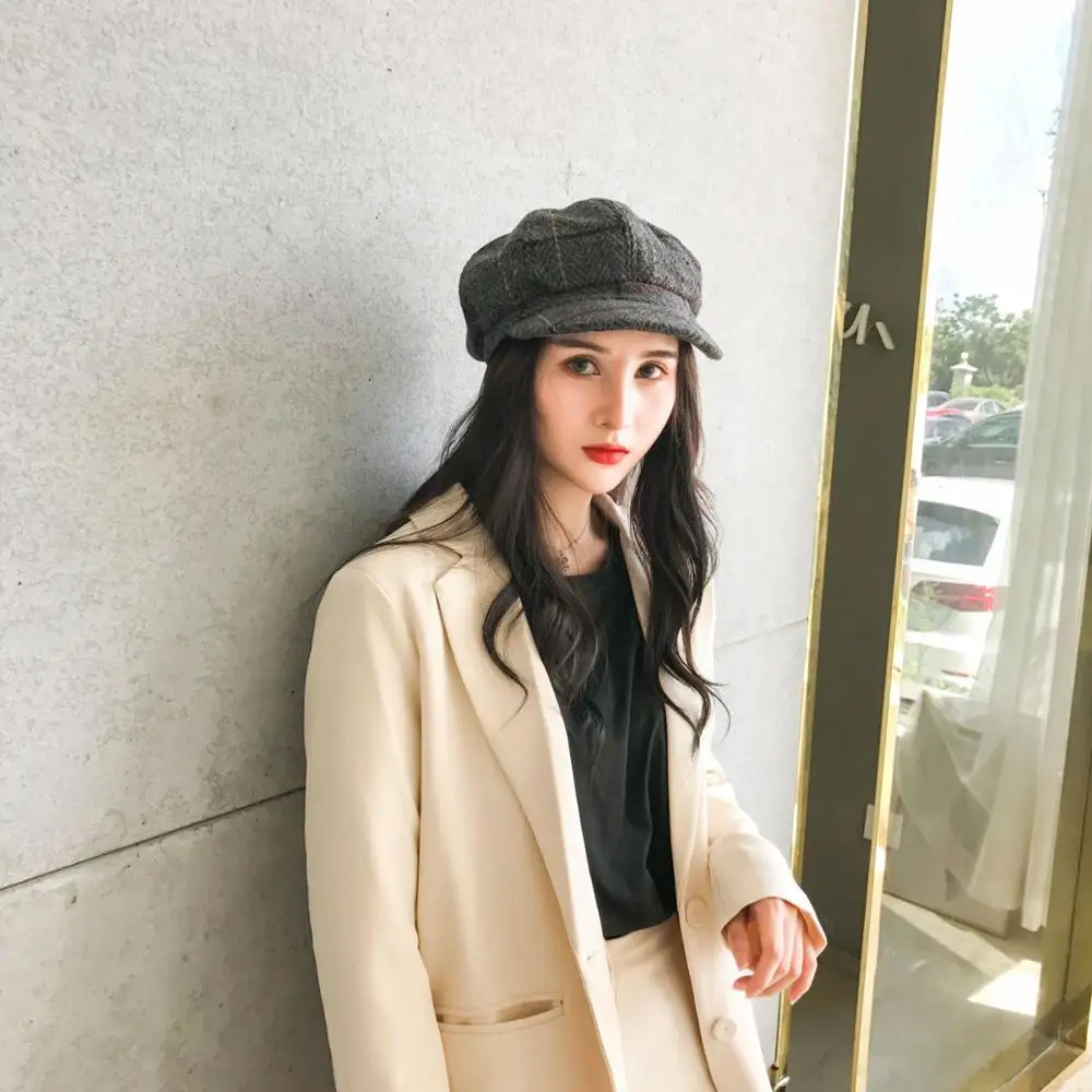 Берет Женская Ретро Художественный восьмиугольный головной убор Осень зима для